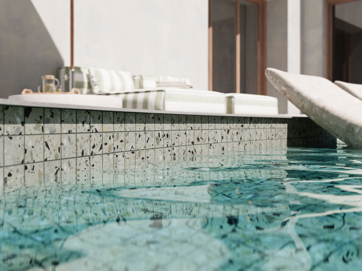 Terrazzo Allure™ 2x2 Matte Porcelain Mesh Mosaic Tile in Mesquite