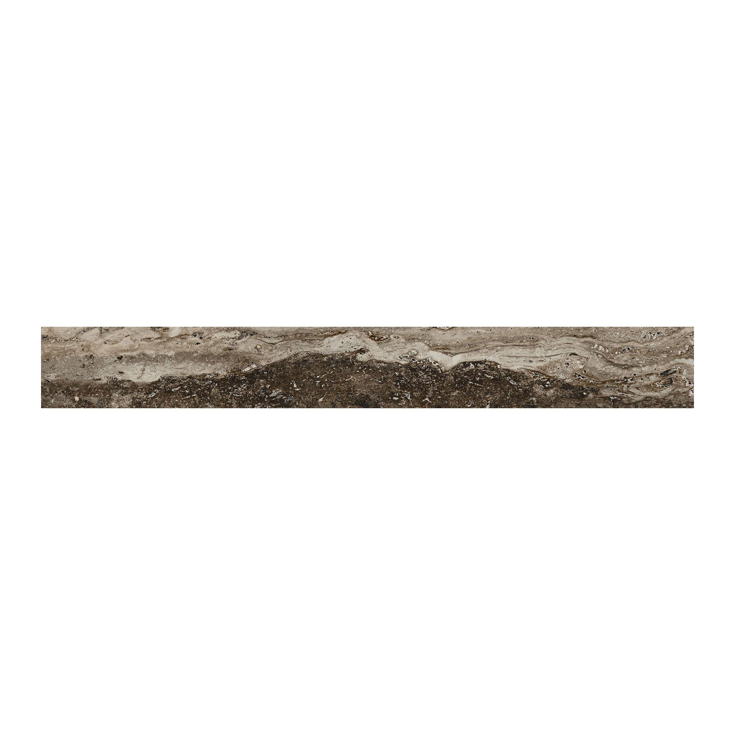Travertine 3x24 Polished Porcelain Bullnose Tile in Titanium