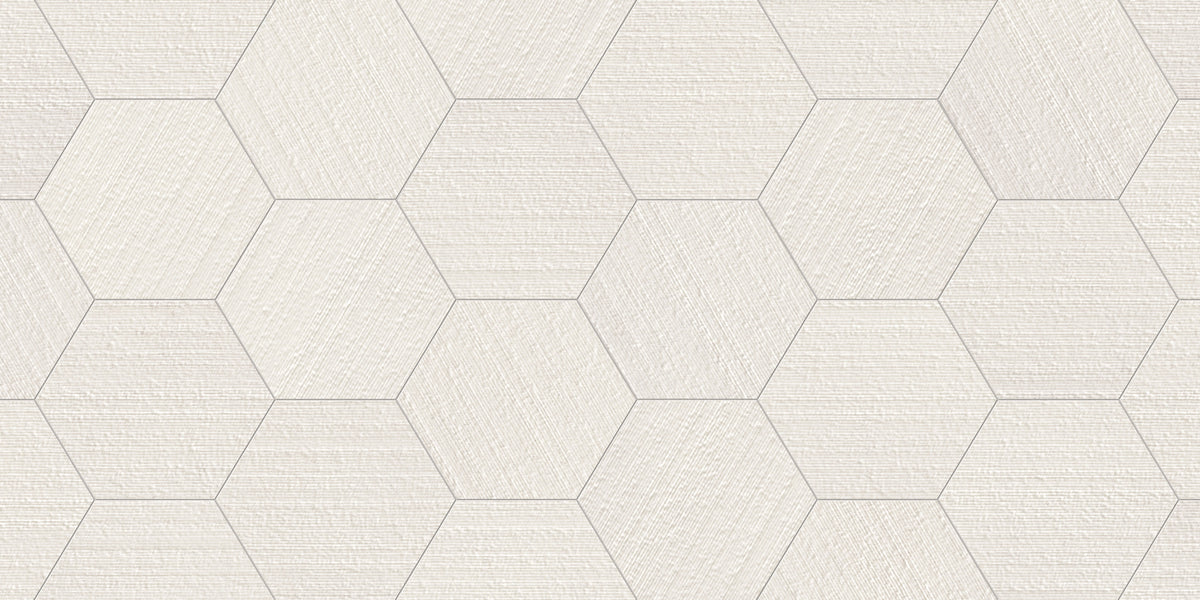 Shapes 10x10 Chiseled Hexagon Porcelain Tile in Pearl