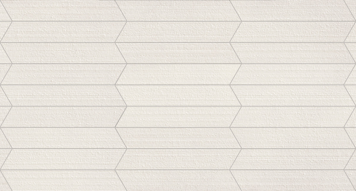 Shapes 4x24 Chiseled Porcelain Chevron Tile in Pearl A+B