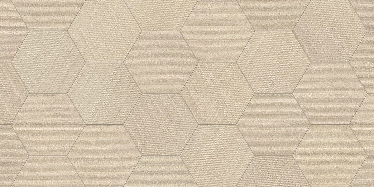 Shapes 10x10 Chiseled Hexagon Porcelain Tile in Sand