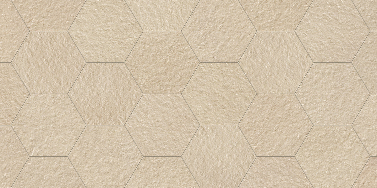Shapes 10x10 Raw Hexagon Porcelain Tile in Sand