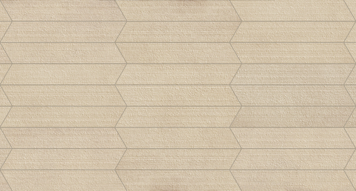Shapes 4x24 Chiseled Porcelain Chevron Tile in Sand A+B