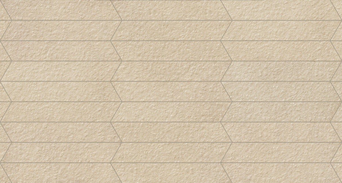 Shapes 4x24 Raw Porcelain Chevron Tile in Sand A+B